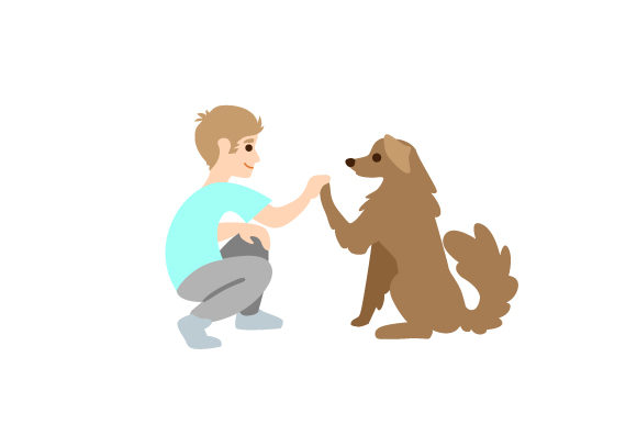 Human and Dog High Five